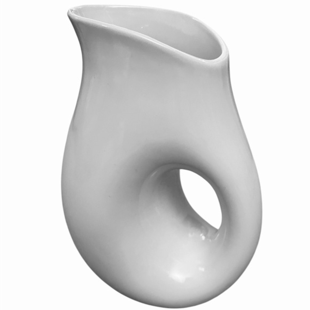 TAG Chicago Whiteware Lg Modern Porcelain Sculptural Loop Vase / Pitcher G13123